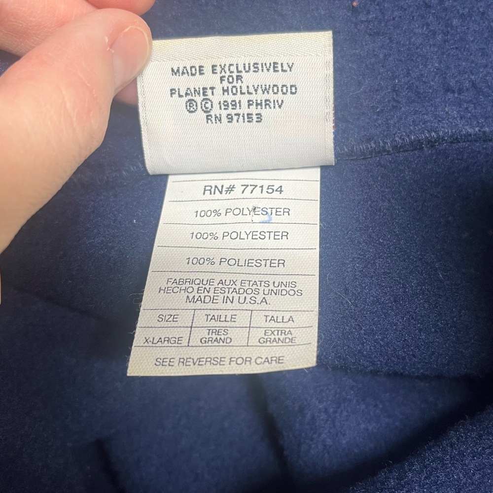 VTG Planet Hollywood Las Vegas navy blue fleece quarter-zip pullover jacket Xl - Picture 5 of 7